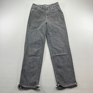 Scoop Retro Jeans Womens 6 Gray Denim Cotton Stretch High Rise Straight Raw Hem